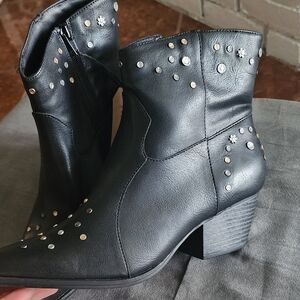 Frye and Co Studded Black Ankle Boots